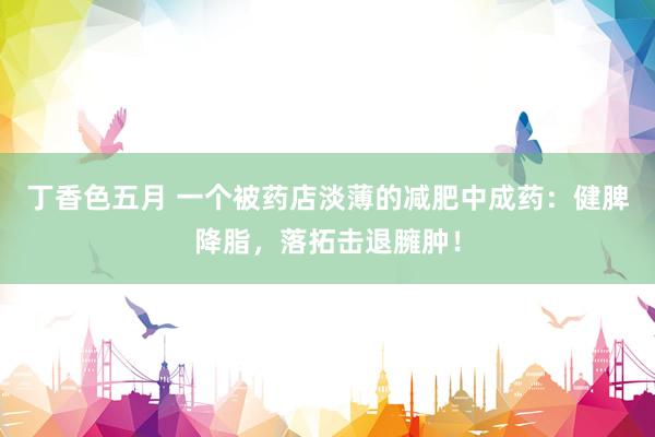 丁香色五月 一个被药店淡薄的减肥中成药：健脾降脂，落拓击退臃肿！